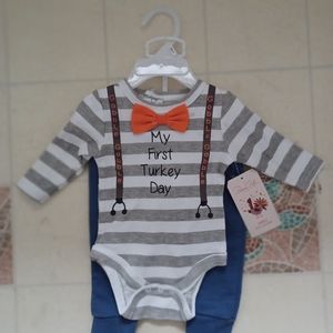 Brand New Rene Rofe "My First Turkey Day" 2 Piece Outfit